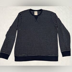 Fossil Blue and White Crewneck  Men’s Sweater with Nautical Stripes 100% Cotton